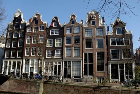 Canal houses in the Brouwersgracht in Amsterdam, Holland