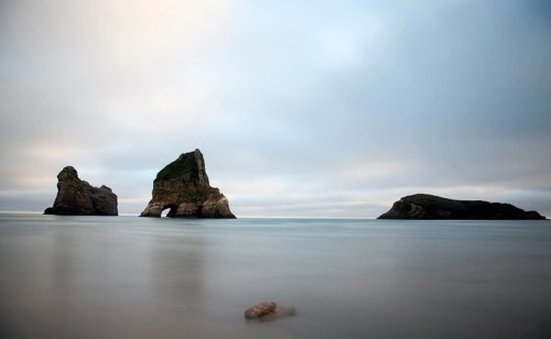 Farewell Spit New Zealand beach Rock haystacks