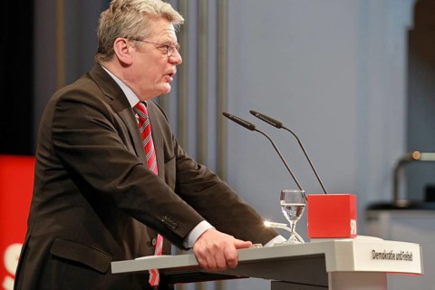 Joachim Gauck during his speech at the SPD event