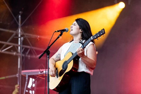 Swiss singer and songwriter Linda Elys live at the Lucerne Live festival in Lucerne, Switzerland,