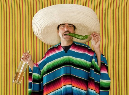 Mexican mustache chili drunk tequila sombrero man typical Mexico
