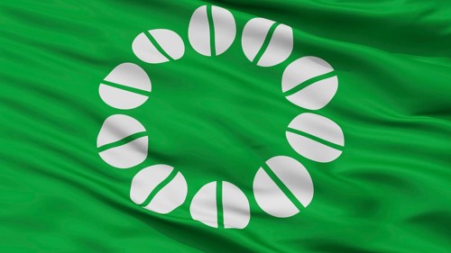 Ito City Flag, Country Japan, Shizuoka Prefecture, Closeup View, 3D Rendering