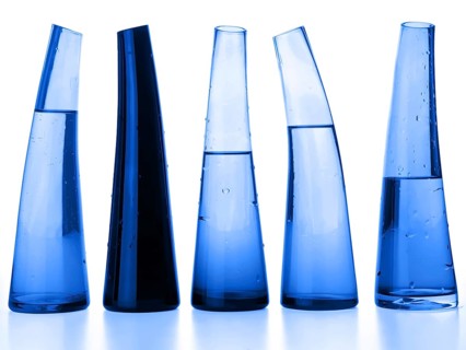 Laboratory flasks with liquid in blue (clipping path)