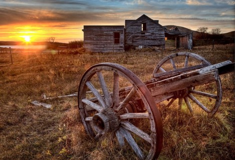 Ghost Town Galilee Saskatchewan cart wheel abandoned