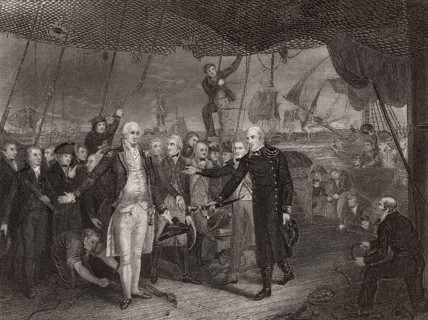 Admiral De Winter, commander of the Dutch fleet, surrendering of Adam Duncan on 11 October 1797