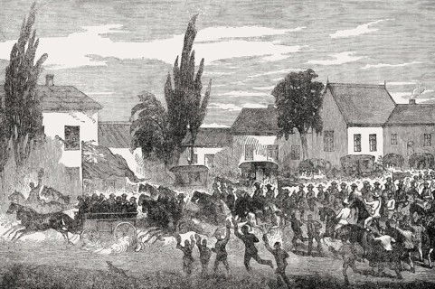 Volunteers driving to the front, Xhosa Wars, South Africa, 19th century, From British Battles on