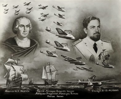 Italian heroes, side by side comparison between Italo Balbo, an fascist, politician, Italy's
