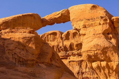Wadi Rum Desert, Jordan. Famous Um Frouth stone bridge arch