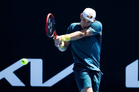 MELBOURNE, AUSTRALIA, JANUARY 11: Zizou Bergs of Belgium on his way to beating Joris De Loore of