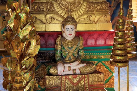 Sitting Buddha in the Phnom Sambok Pagoda near Kratie in Cambodia