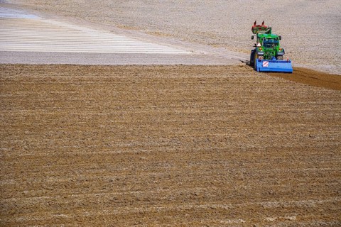 Tractor in a Plowed Field Keukenhof, Netherlands