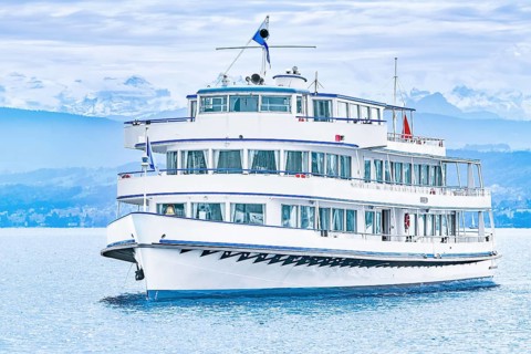 Motor Boat on Lake Zurich, Switzerland Zurich, Switzerland, Europe