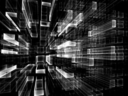 Abstract tecnology background - computer-generated 3d illustration. Fractal geometry: glass