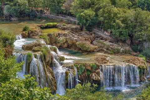 Skradinski buk waterfalls in Krka national park, Croatia, Europe