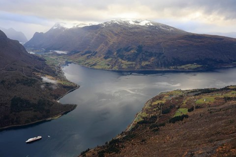 View of the Innvikfjorden near Loen in Norway