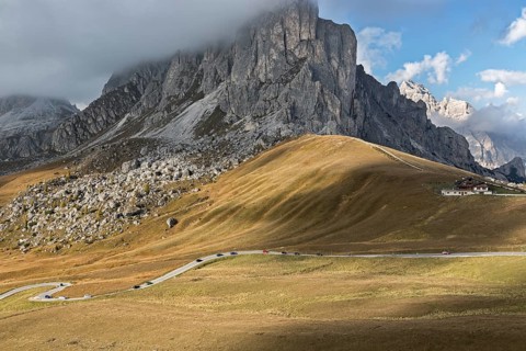 Pass road at Passo di Giau, Dolomites, Italian Alps