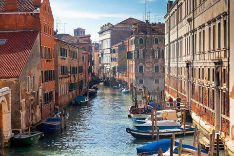 Venetian Canal. Horizontal shot