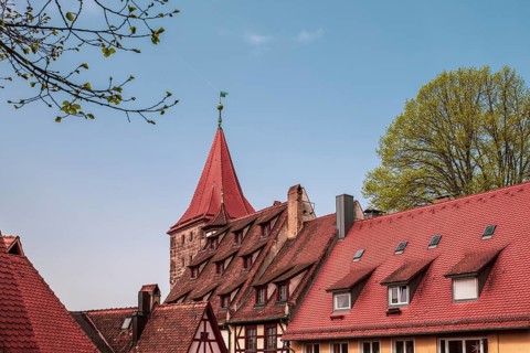 Half-timbered houses in the old town of Nuremberg, Germany, Europe