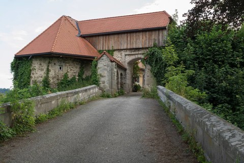 Magnificent entrance to the castle building - Schloss Neuhaus an der Donau, Austria, Europe