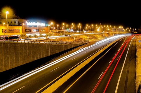 Picture of an Highway Road in the Night Time