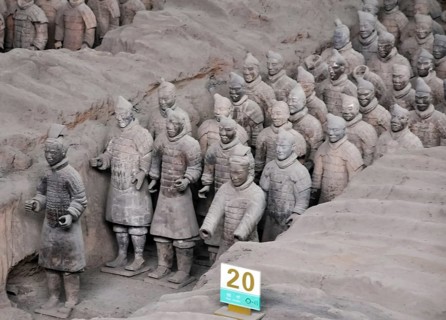 XIAN, CHINA - October 29, 2017: Terracotta Army. Clay soldiers of the Chinese emperor. Sculptures