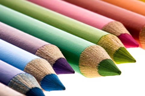 Collection of colorful pens over white background, poland