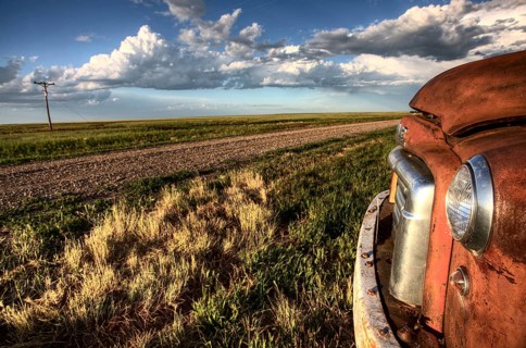 Vintage Farm Trucks Saskatchewan Canada weathered and old