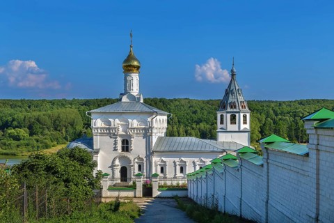 Assumption Kosmin Monastery in Nebyloye village, Russia. Assumption Cathedral