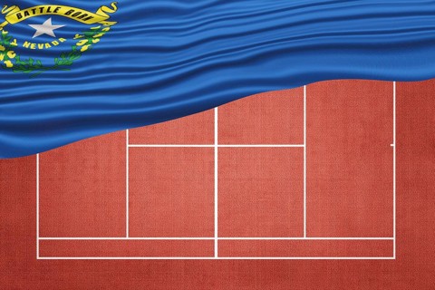 Nevada Flag on Clay Tennis Court, Sports Symbol