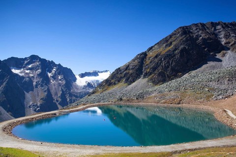 The Tiefenbach glacier located near Sölden in the Ötztal Alps of Tyrol, Austria. During the winter,
