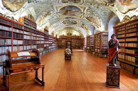 Prague Czech Republic. The old library at Strahov monastery