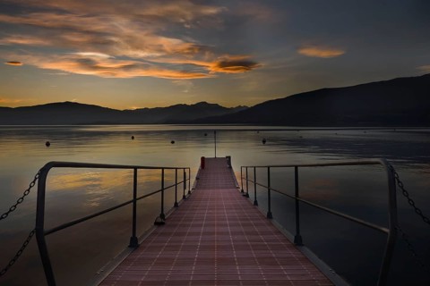 Jetty, Lake Maggiore, Laveno, Province of Varese, Lombardy, Italy, Europe