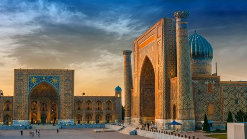 Registan, an old public square in the heart of the ancient city of Samarkand, Uzbekistan, Asia