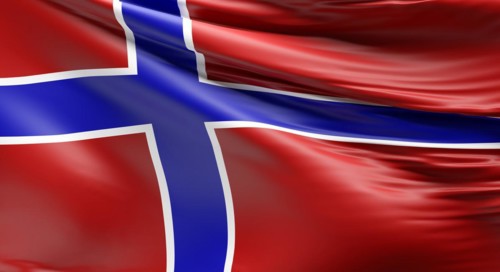 Waving flag of Norway using as background, 3d rendering