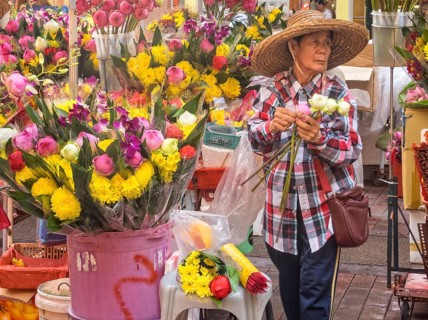 Florist lady in Little India, Singapore, Asia