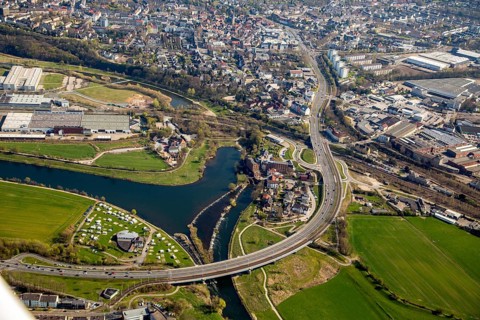 Ruhr weir near Hattingen. North Rhine-Westphalia, Ruhr area