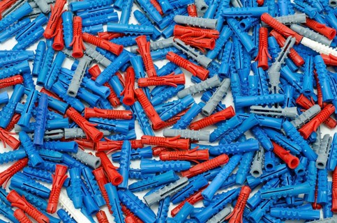 A lot of new multicoloured plastic dowels