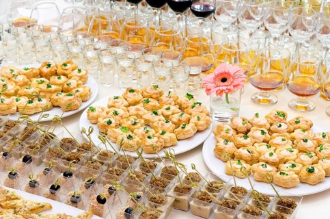 A lot of cold snacks on buffet table, catering