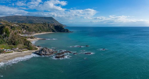 A view of the coast and beaches at Capo Vaticano in Calabria