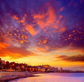 Denia sunset las Rotas in Mediterranean Spain of Alicante