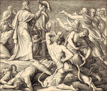 Bronze Serpent, Old Testament, by Julius Schnorr von Carolsfeld, 1860
