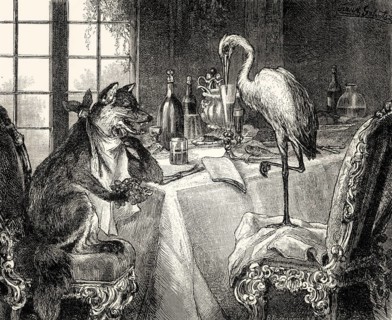 THE FOX AND CRANE, Fuchs und Kranich, poem by Johann Wolfgang von Goethe