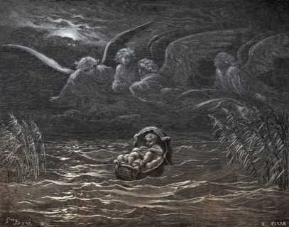 The Child Moses on the Nile, woodcut by Gustave Doré