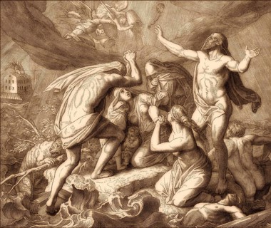 Noah's Ark and the Flood, Old Testament, by Julius Schnorr von Carolsfeld, 1860