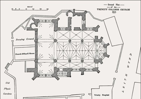 Plan of the Trinity College Kirk, a royal collegiate church demolished in 1848, Edinburgh,