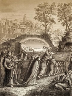 Burial of the Virgin Mary, Steel engraving 1853, digitally restored