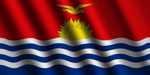 The Kiribati flag flying in the wind