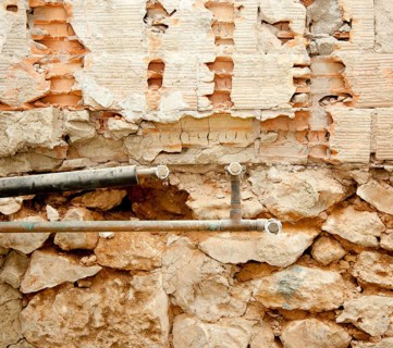 Plumbing installation in kitchen interior construction works