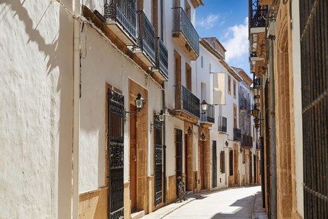 Javea also Xabia old town white facades in Mediterranean alicante of spain