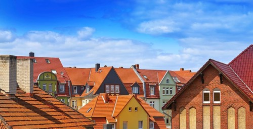 Nordhausen downtown facades in Harz Thuringia of Germany